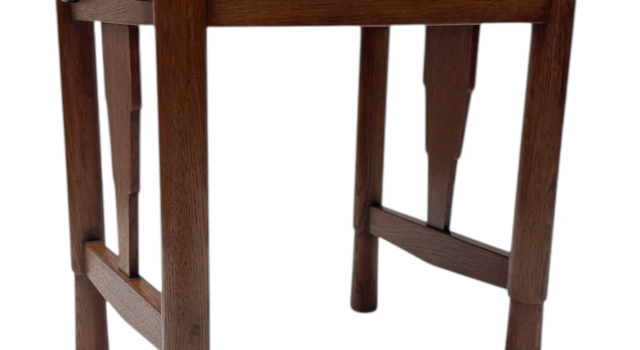 Art Deco Amsterdamse School Stool with Adjustable Seat, 1920s